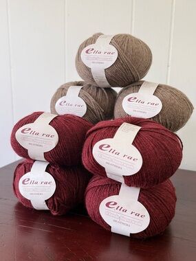 (7) Ella Rae Classic Heathers - Shadow/Cherrywood, 100% wool, *Sweater Quantity*